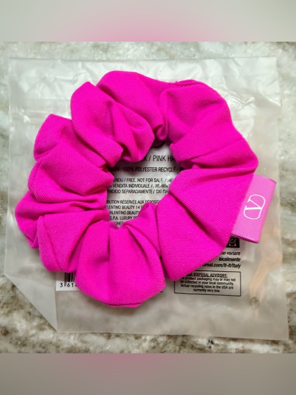 Valentino Hot Pink Scrunchie. NEW in SEALED Manufacturing Bag. GWP
